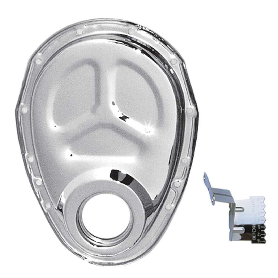 Trans-Dapt 1-Piece Timing Cover - Timing Tab - Chrome - Small Block Chevy 4934