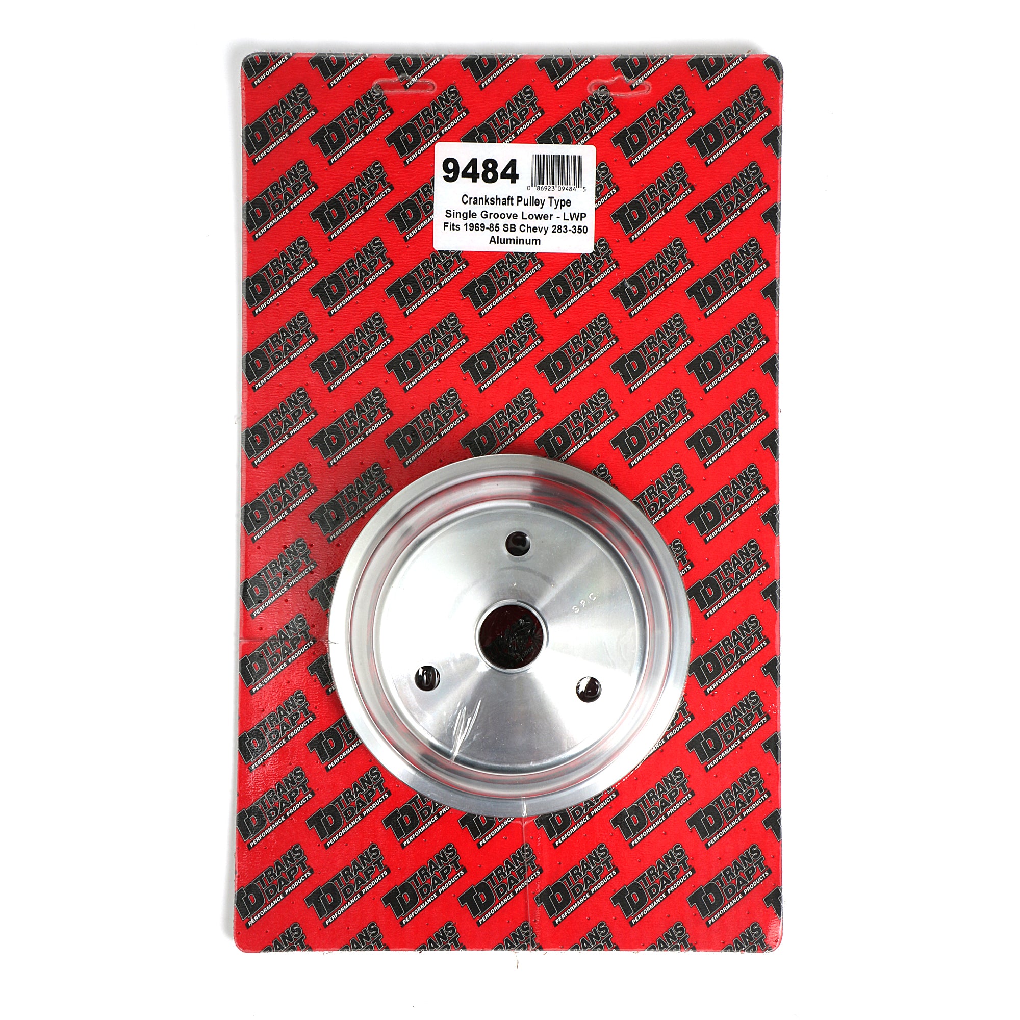 Trans-Dapt V-Belt 1 Groove Crankshaft Pulley - 6.563 in Diameter - Machined Aluminum - Long Water Pump - Small Block Chevy