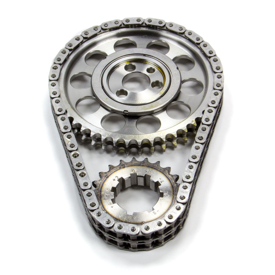 Rollmaster / Romac Red Series Double Roller Timing Chain Set - Keyway Adjustable - 0.005 in Shorter - Needle Bearing - Billet  - Small Block Chevy