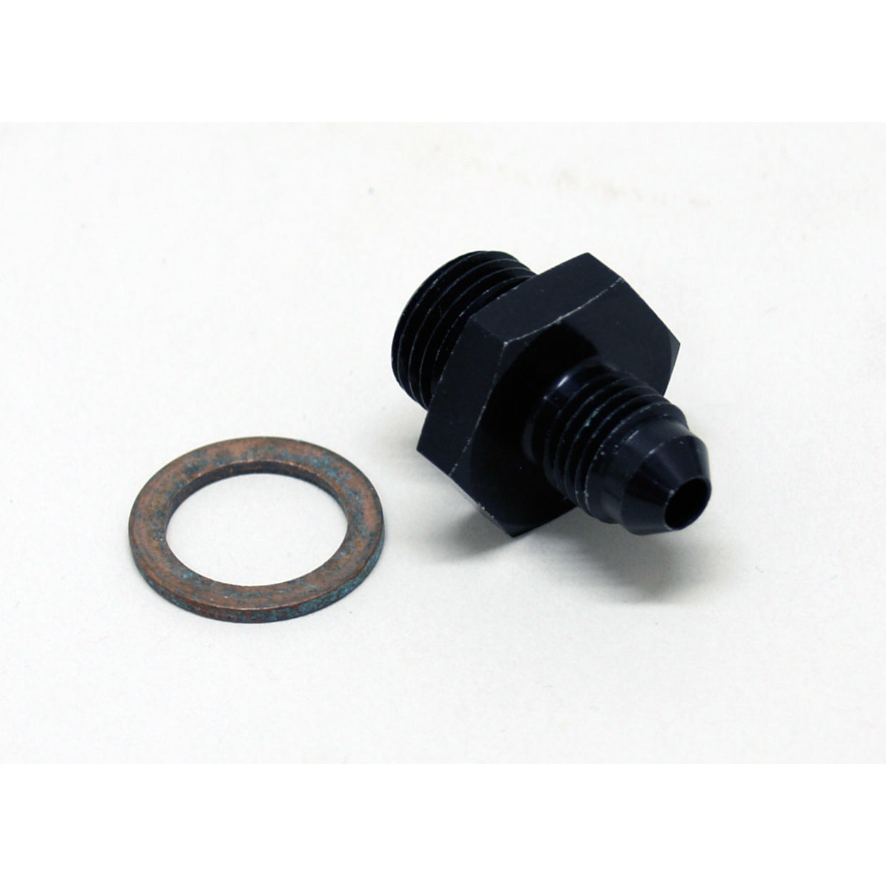 Tilton 77-Series Master Cylinder Inlet Fitting -06 AN Crush Washer Seal to -04 AN Male