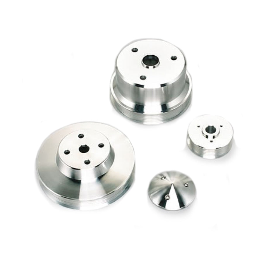 March Performance Performance Ratio 6-Rib Serpentine Pulley Kit - Clear Powder Coat - Long Water Pump - Small Block Chevy