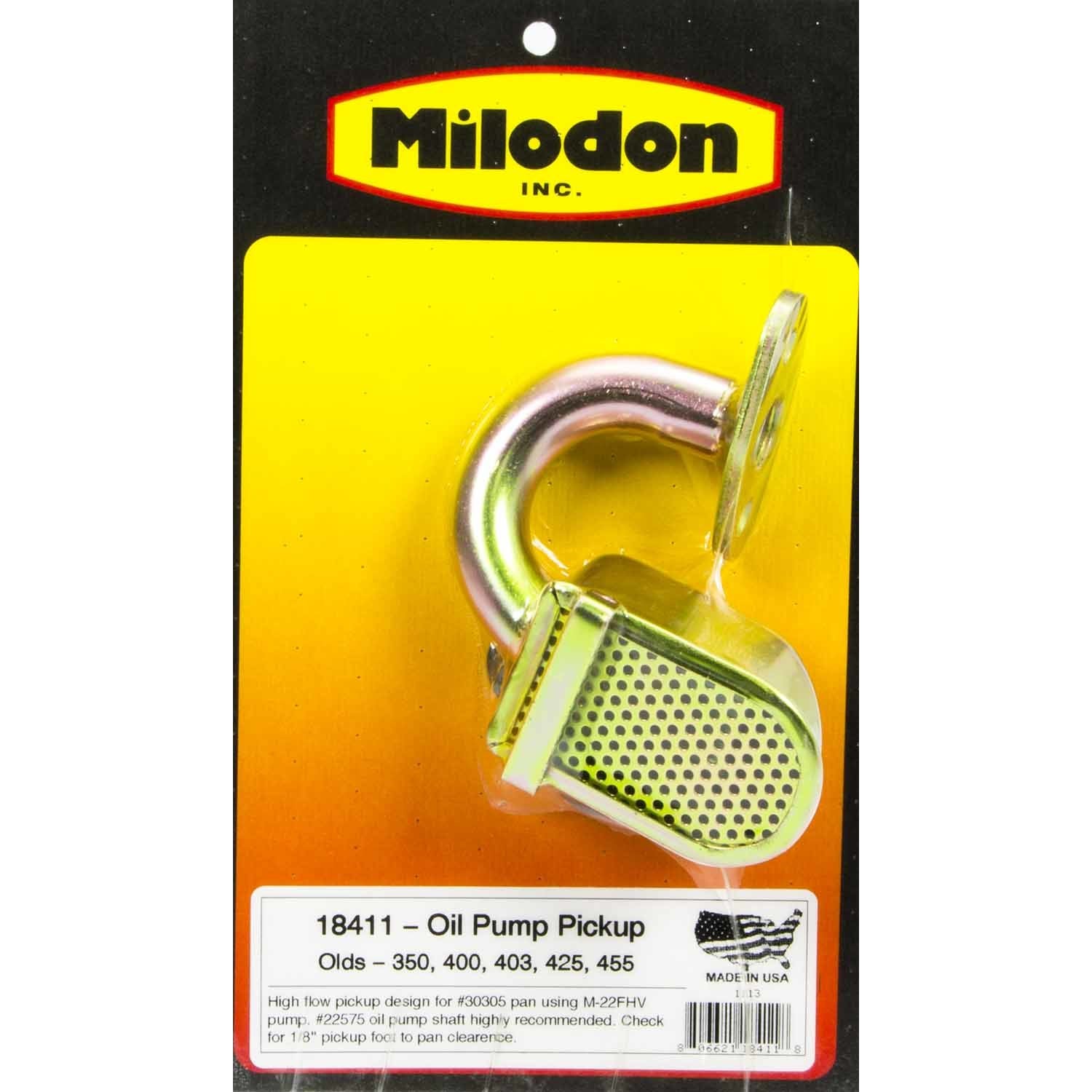 Milodon Street / Strip Bolt-On Oil Pump Pickup - 8-1/4 in Deep Pan - Oldsmobile V8