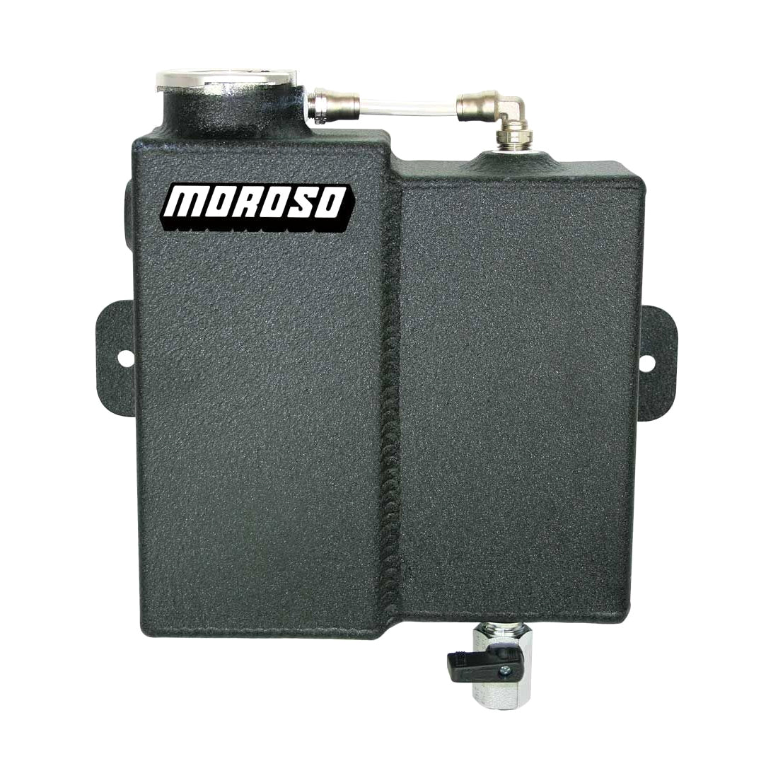 Moroso Coolant Recovery Tank - 1-1/4 Quart - 3/8 in NPT Female Inlet - 1/2 in NPT Female Outlet - Black