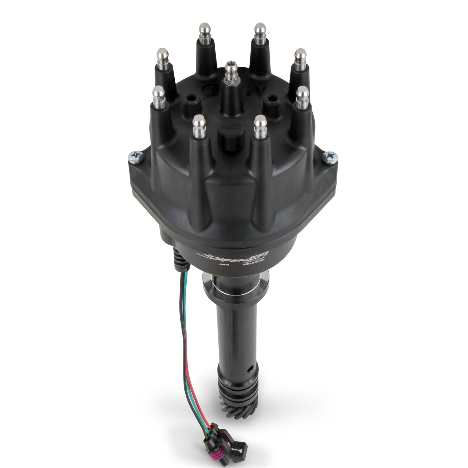 Holley HyperSpark Distributor - Hall Effect - Computer-Controlled Advance - HEI Style Terminal - Black - Chevy V8