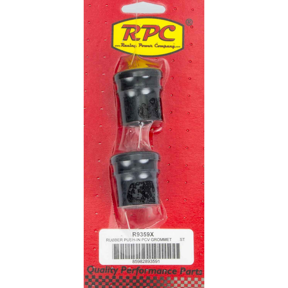 Racing Power PCV Grommet - 0.750 in ID - 1.250 in OD - Baffled - Rubber - Black R9359X - Pair