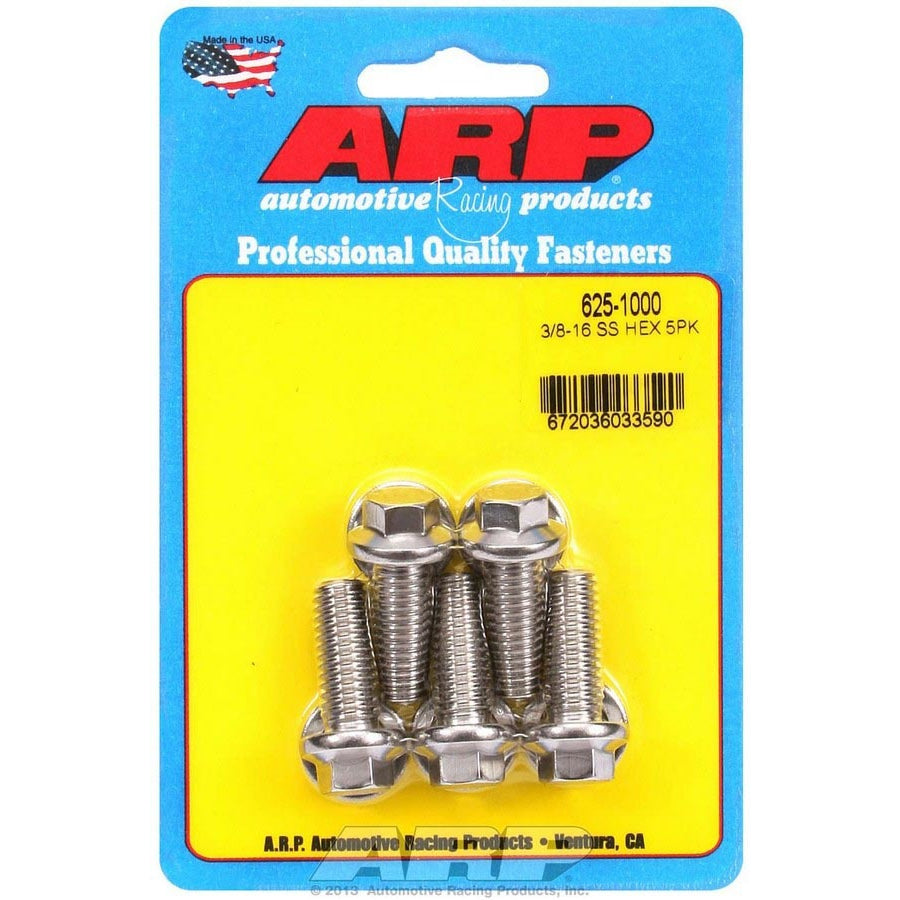 ARP 3/8-16" Thread Bolt 1" Long 7/16" Hex Head Stainless - Natural