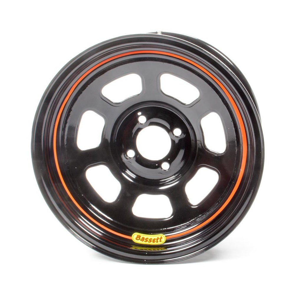 Bassett D-Hole Lightweight Wheel - 15 x 7" - 3" Backspace - 4 x 100 mm Bolt Pattern - Steel - Black Powder Coat