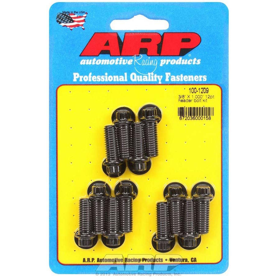 ARP Black Oxide Header Bolt Kit - 12-Point - 3/8" x 1.00" Under Head Length (12 Pieces)