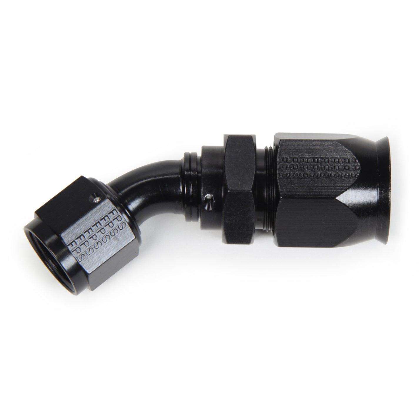 Fragola Race-Rite Hose End - PTFE Hose - 45 Degree - 12 AN Hose to 12 AN Female - Swivel - Aluminum - Black