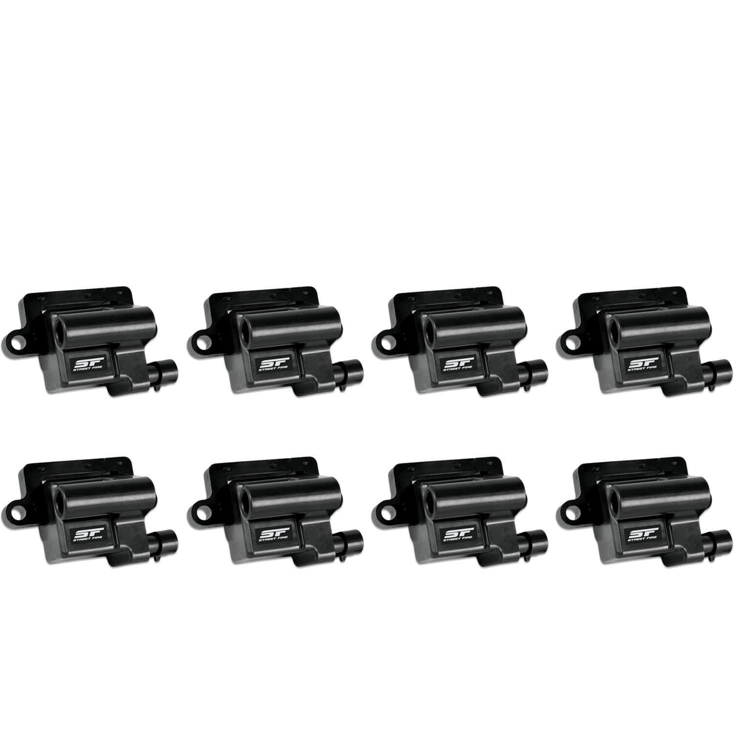MSD Street Fire Ignition Coil Pack - Female Socket - 48000V - Square - Black - GM LS-Series - Set of 8