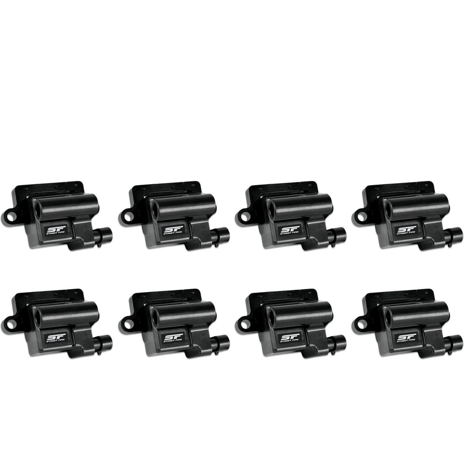 MSD Street Fire Ignition Coil Pack - Female Socket - 48000V - Square - Black - GM LS-Series - Set of 8