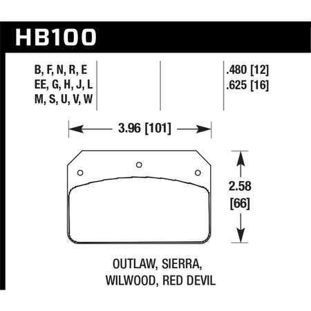 Hawk Performance Black Brake Pads - Fits Wilwood Dynalite, Outlaw 2000, Sierra Mini GN