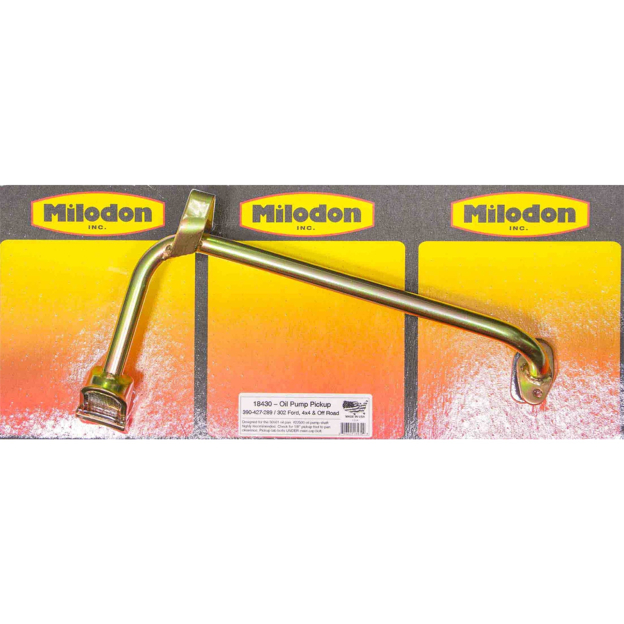 Milodon Off-Road Bolt-On Oil Pump Pickup - 10 in Deep Pan - Small Block Ford