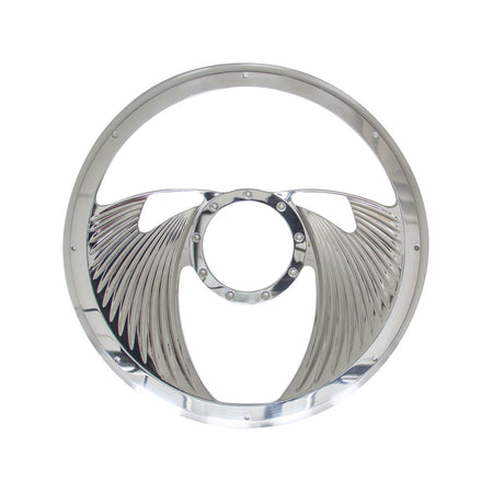 Billet Specialties Half Wrap Steering Wheel - Eagle - Polished - 2-Spoke - Fluted - 14 in. Diameter