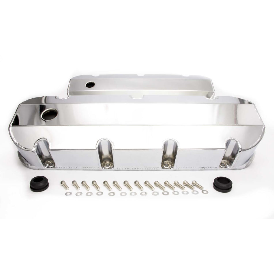 Racing Power Smooth -Tall Valve Covers Breather Holes Fabricated Aluminum Chrome - Big Block Chevy
