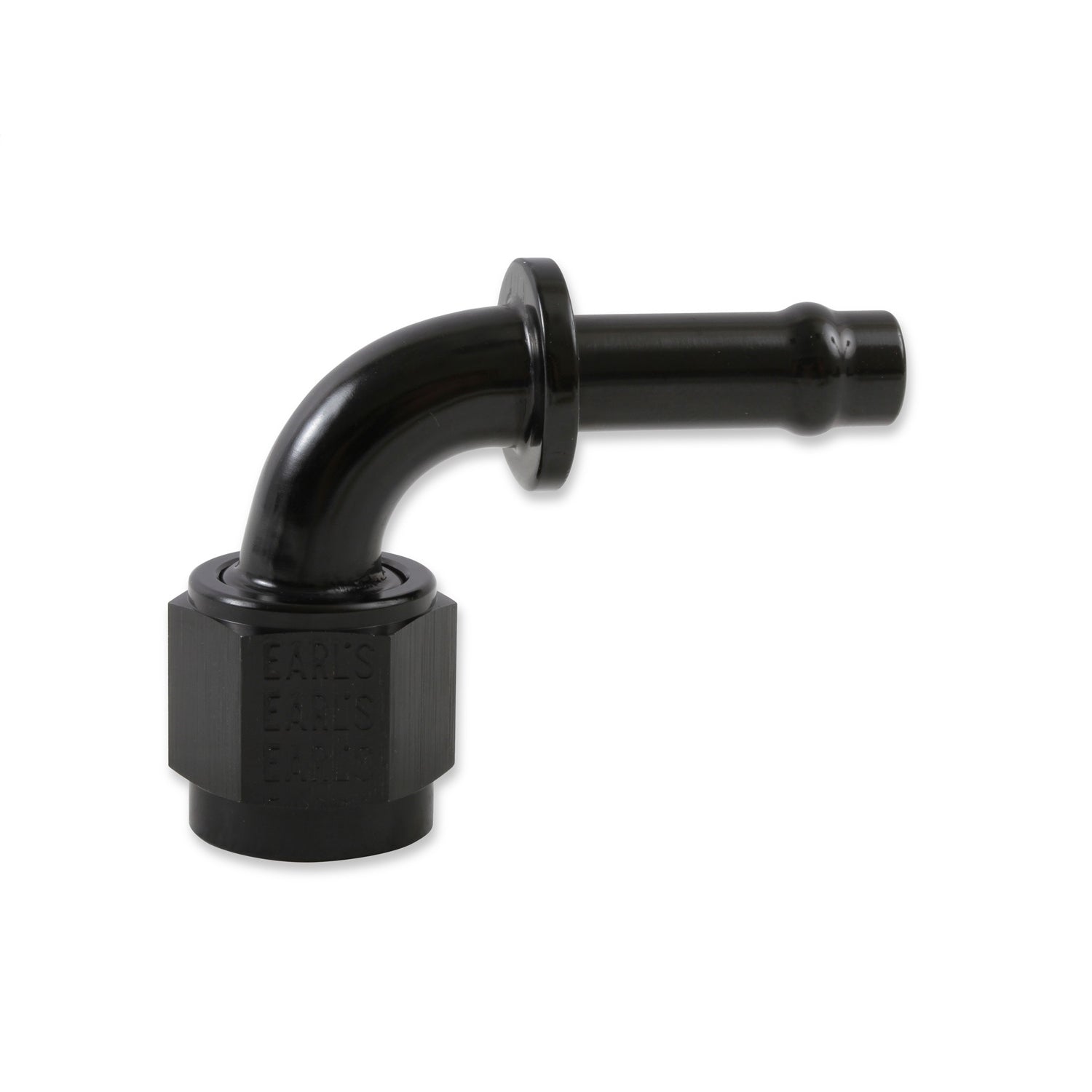 Earl's 90 Degree Hose End - 6 AN Female to 5/16" Barb - Aluminum - Black