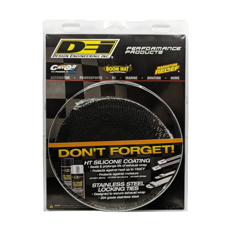 DEI Titanium Exhaust Wrap - 2 in Wide - 50 ft Roll - Woven Fiberglass - Carbon Fiber Look