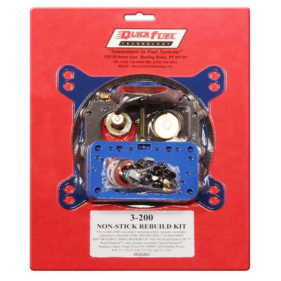 Quick Fuel Technology 4160 Rebuild Kit - 390-850 CFM - Non-Stick Gaskets - Vacuum Secondary