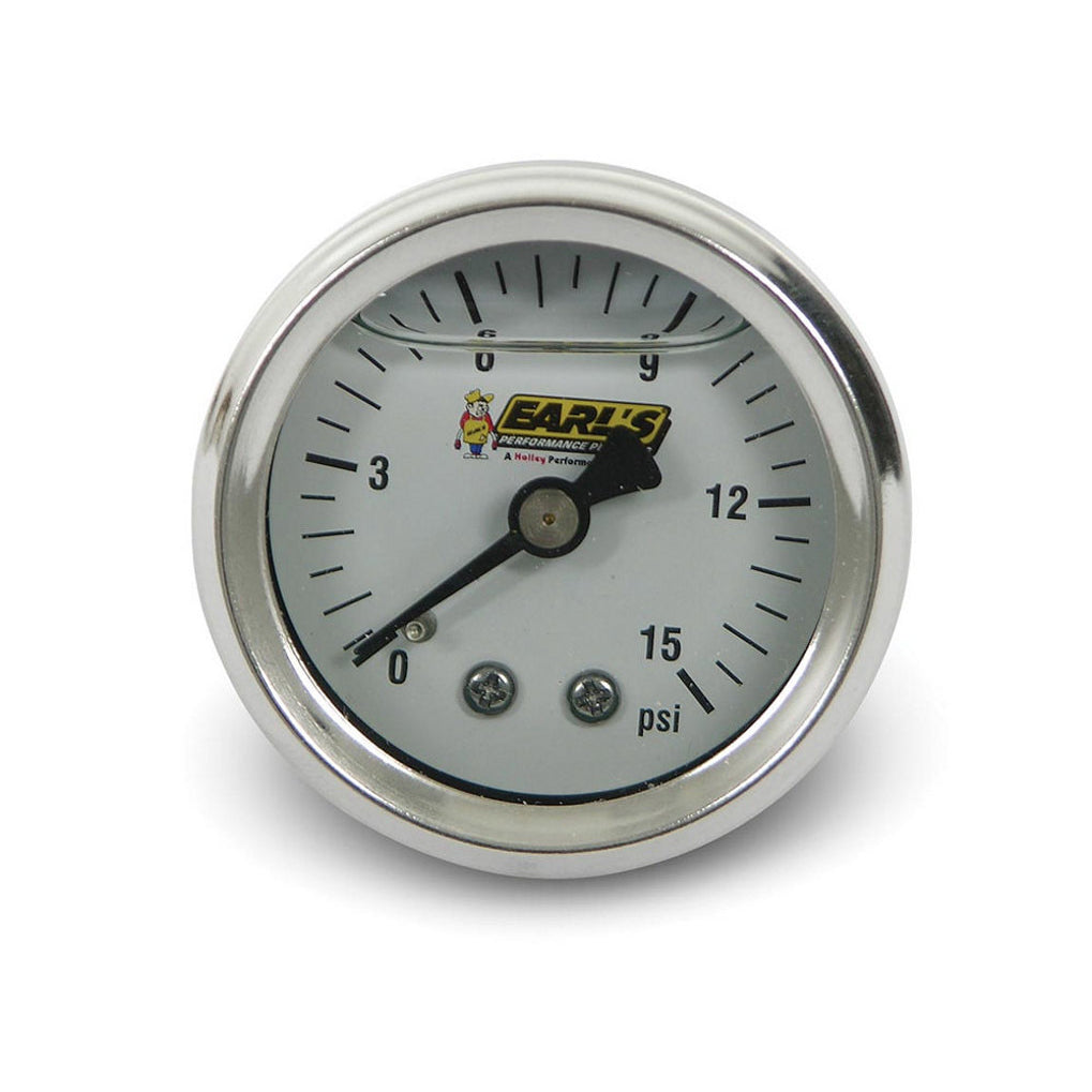 Earl's Oil Filled Fuel Pressure Gauge - 0-15 PSI - 1/8" NPT - Male Thread