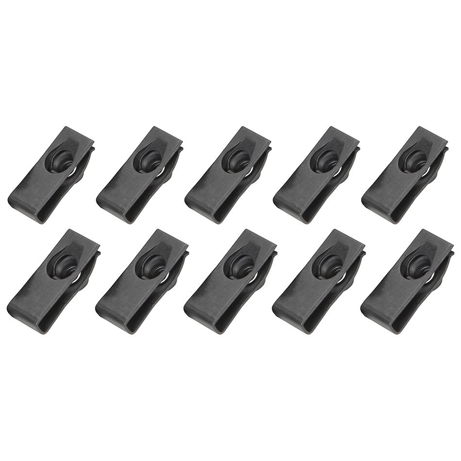 Allstar Performance Body Bolt Clips - Long - 1/4-20" Thread - Steel - Black Oxide (Set of 10)