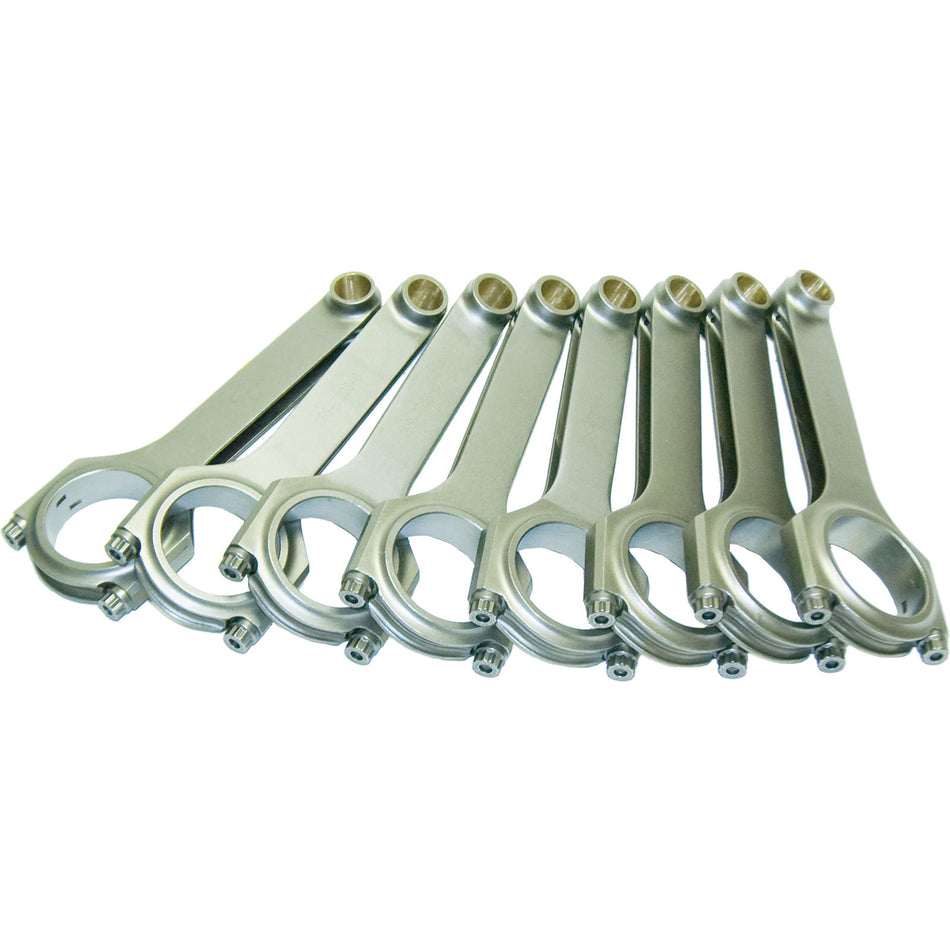 Eagle H Beam Forged Steel Connecting Rod - 7.000 in Long - Bushed - 3/8 in Cap Screws - Ford Flathead (Set of 8)