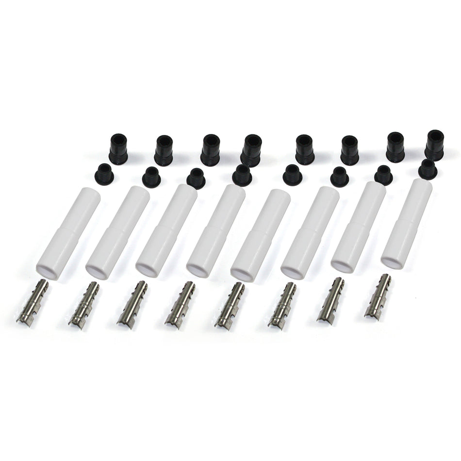 PerTronix Spark Plug Boot/Terminal Kit - 8 mm - Ceramic - White - Straight (Set of 8)