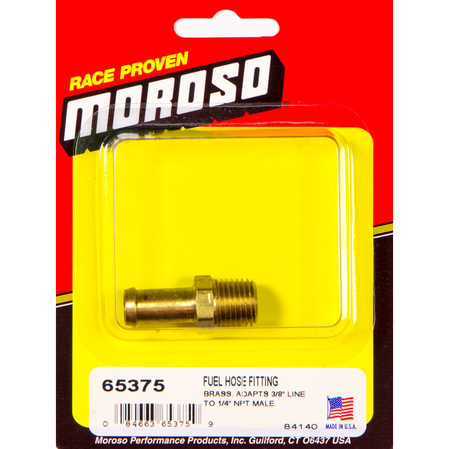 Moroso Fuel Hose Fitting - 1/4" NPT to 3/8" Hose - 1 Per Package