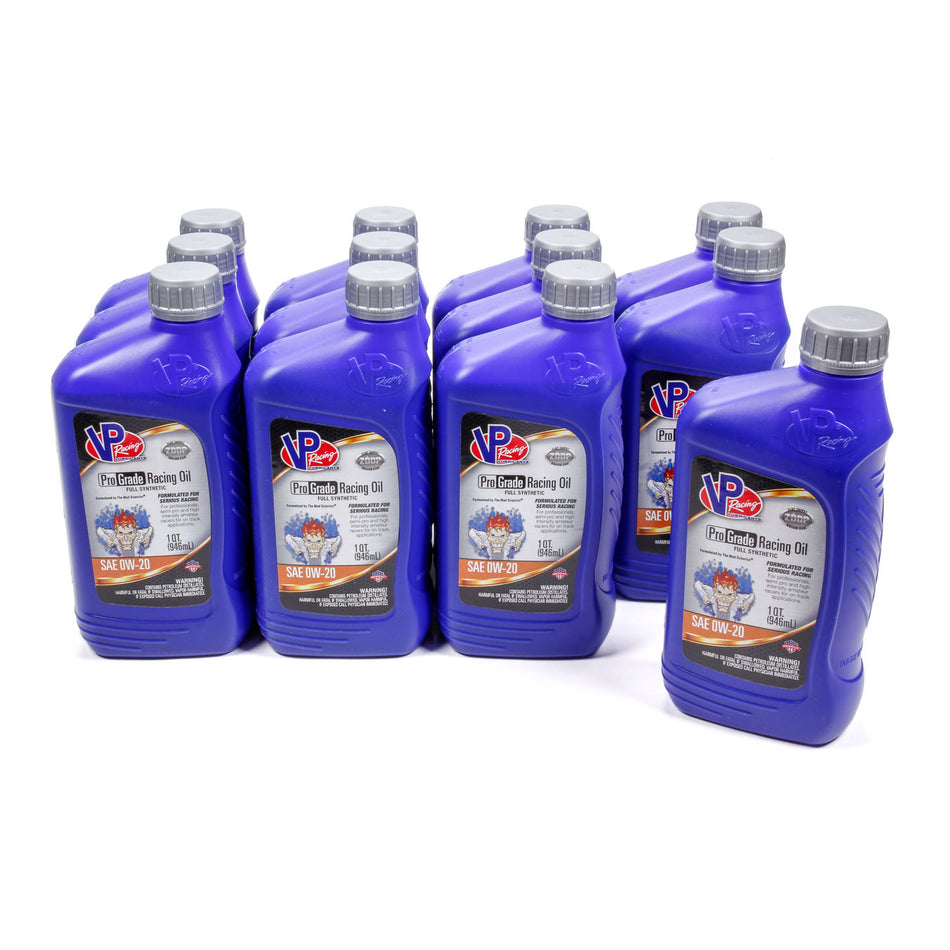 VP Racing Pro Grade Racing High Zinc 0W20 Synthetic Motor Oil - 1 Quart Bottle (Set of 12)