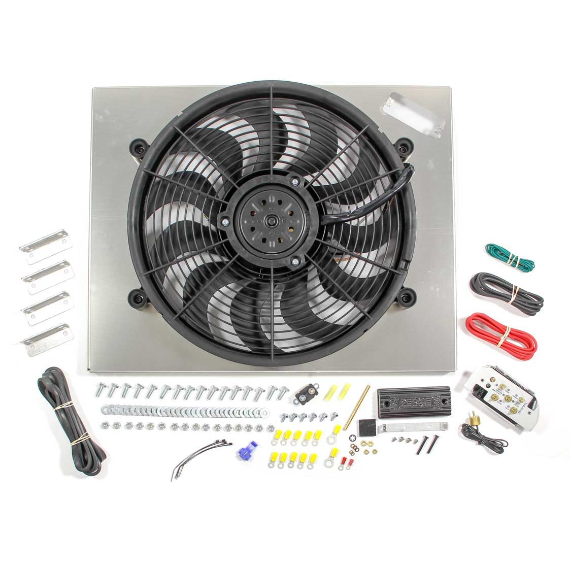 Derale High Output Single 17" Fan/Shroud Kit w/ PWM Controller - 22-1/4"W x 17-5/8"H x 3"D