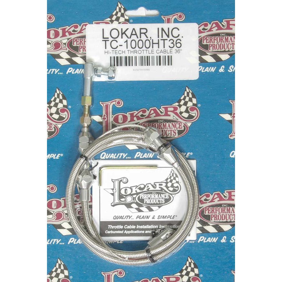 Lokar Hi-Tech Throttle Cable - 3 Ft. Long - - Braided Stainless Housing