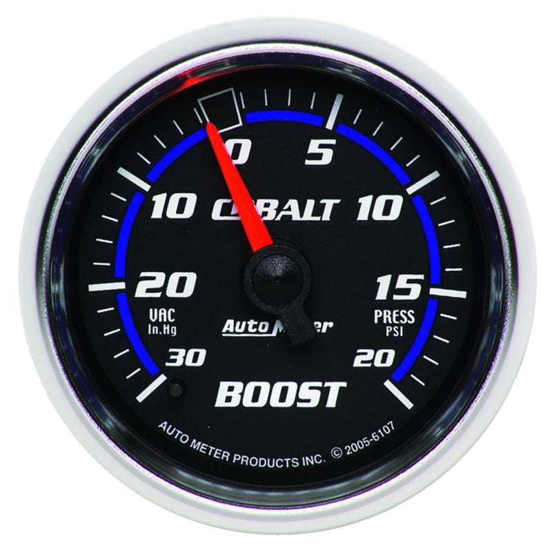 Auto Meter Cobalt 30 in HG-20 psi Boost / Vacuum Gauge - Mechanical - Analog - 2-1/16 in Diameter - Black Face