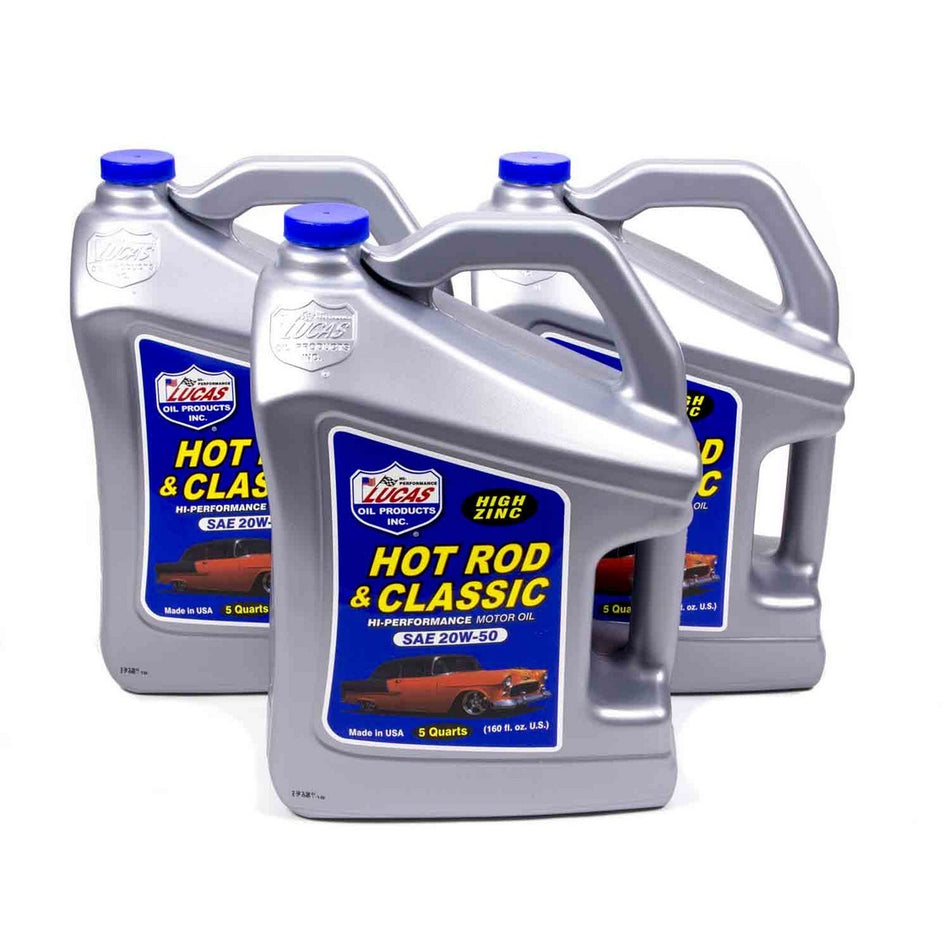 Lucas Oil Products Hot Rod and Classic Car Motor Oil ZDDP 20W50 Conventional - 5 qt