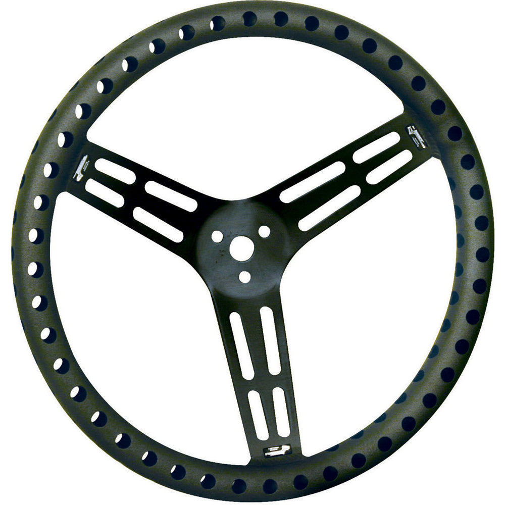 Longacre 15" Black Aluminum Non-Coated Steering Wheel - Dished - Drilled