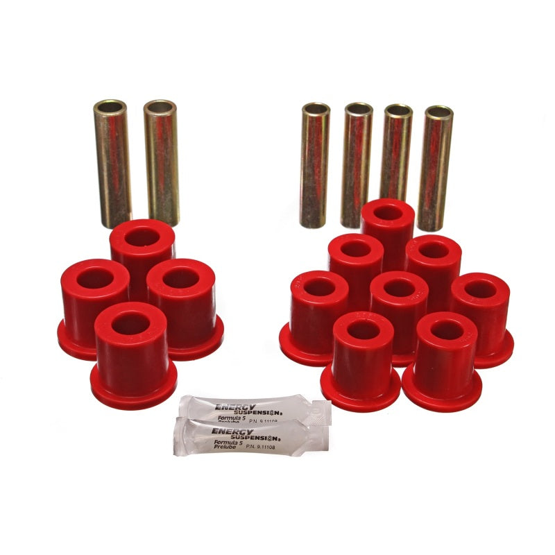 Energy Suspension Hyper-Flex Rear Leaf Spring Bushing Kit - Red / Cadmium - Ford Fullsize SUV / Truck 1980-96
