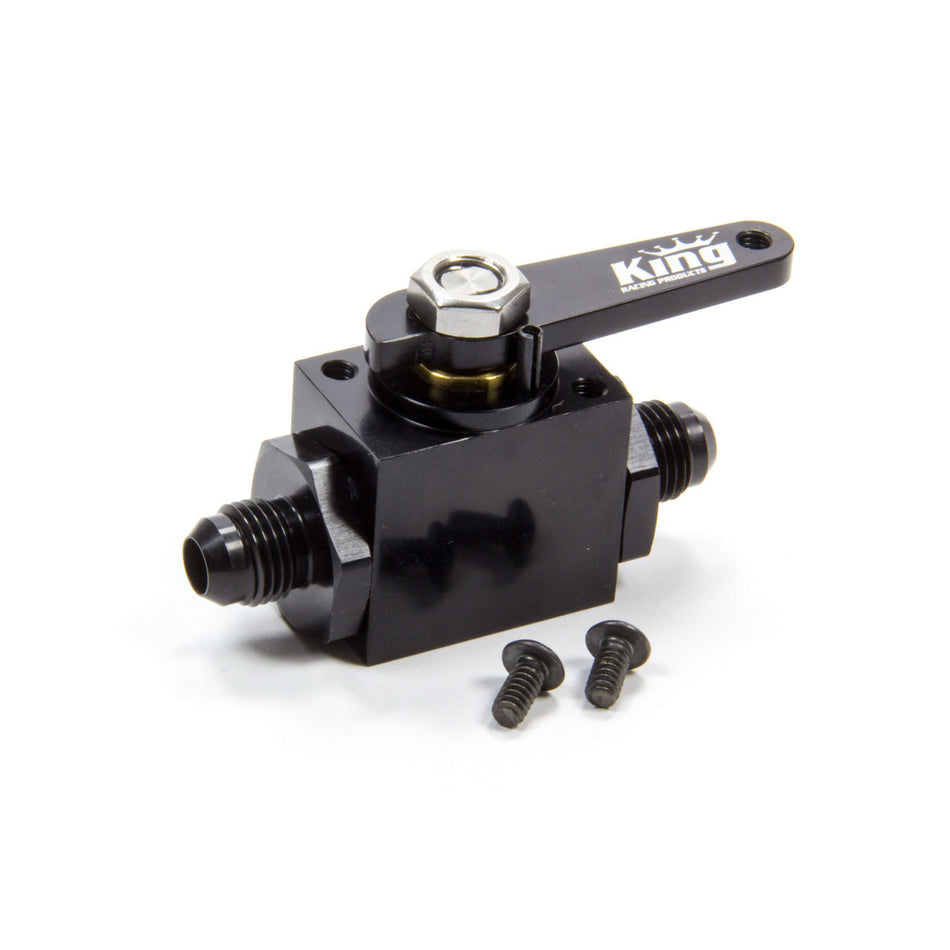 King Racing Products In-Line Fuel Shutoff Valve - 6 AN Male Inlet - 6 AN Male Outlet - Black Anodized 4500