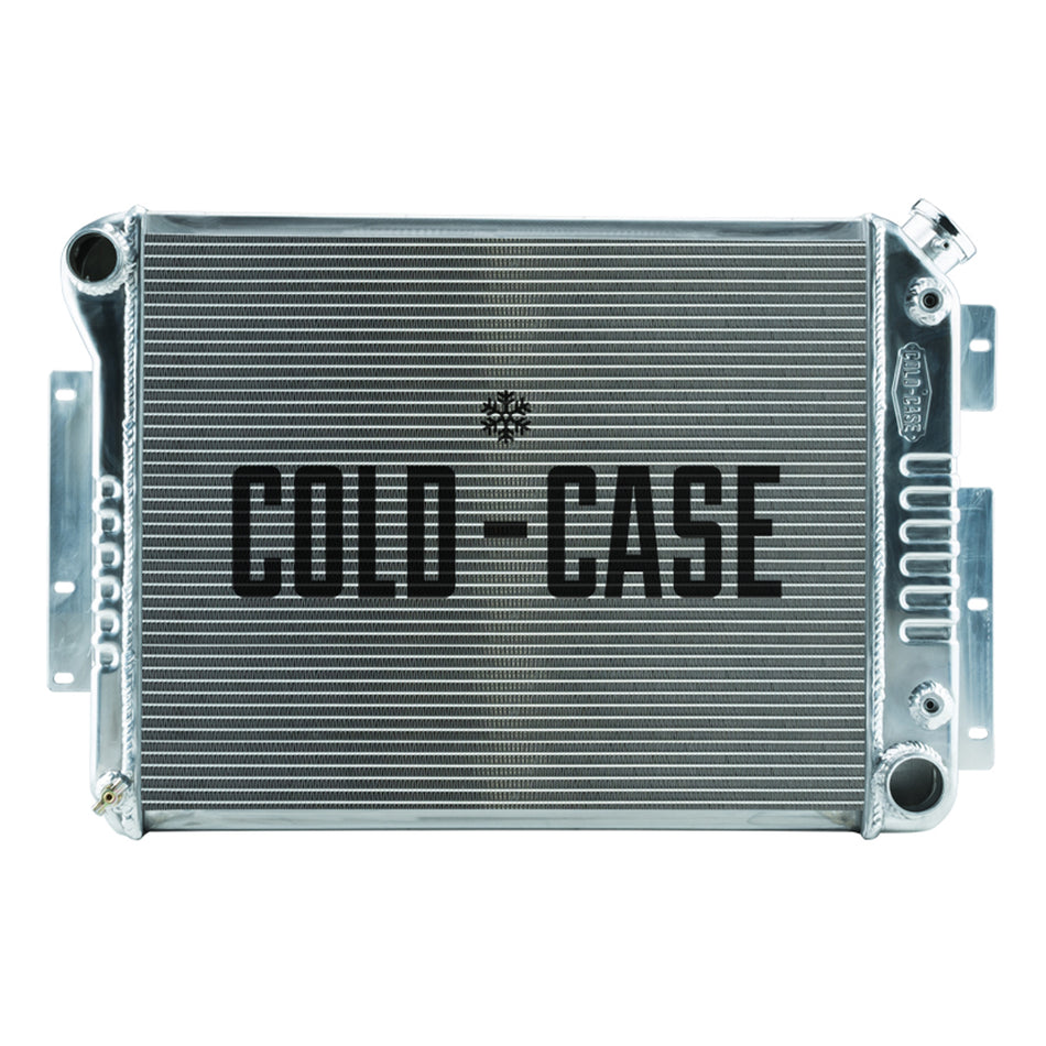 Cold-Case Aluminum Radiator - 28.8" W x 18.5" H x 3" D - Driver Side Inlet - Passenger Side Outlet - Polished - Automatic - Small Block Chevy - GM F-Body 1967-69