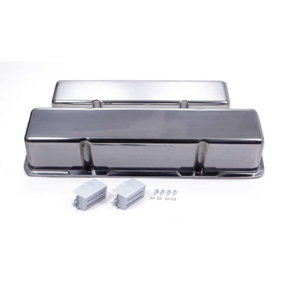 Racing Power Polished Aluminum Valve Covers - Tall - SB Chevy 58-86 Valve Covers - No Holes