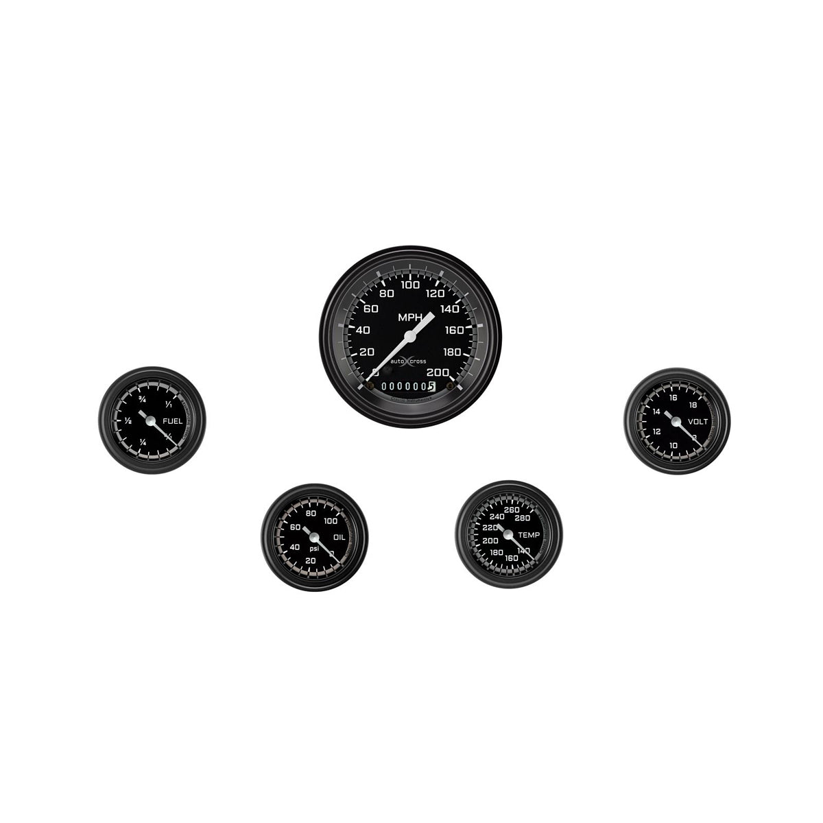 Classic Instruments AutoCross Analog Gauge Kit - Fuel / Oil Pressure / Speedometer / Voltmeter / Water Temperature