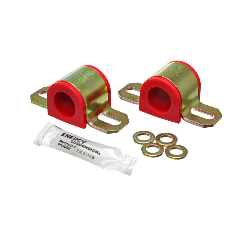 Energy Suspension Hyper-Flex Non-Greasable Sway Bar Bushing - 1 in Bar - Bracket - Red / Cadmium - Universal - Pair