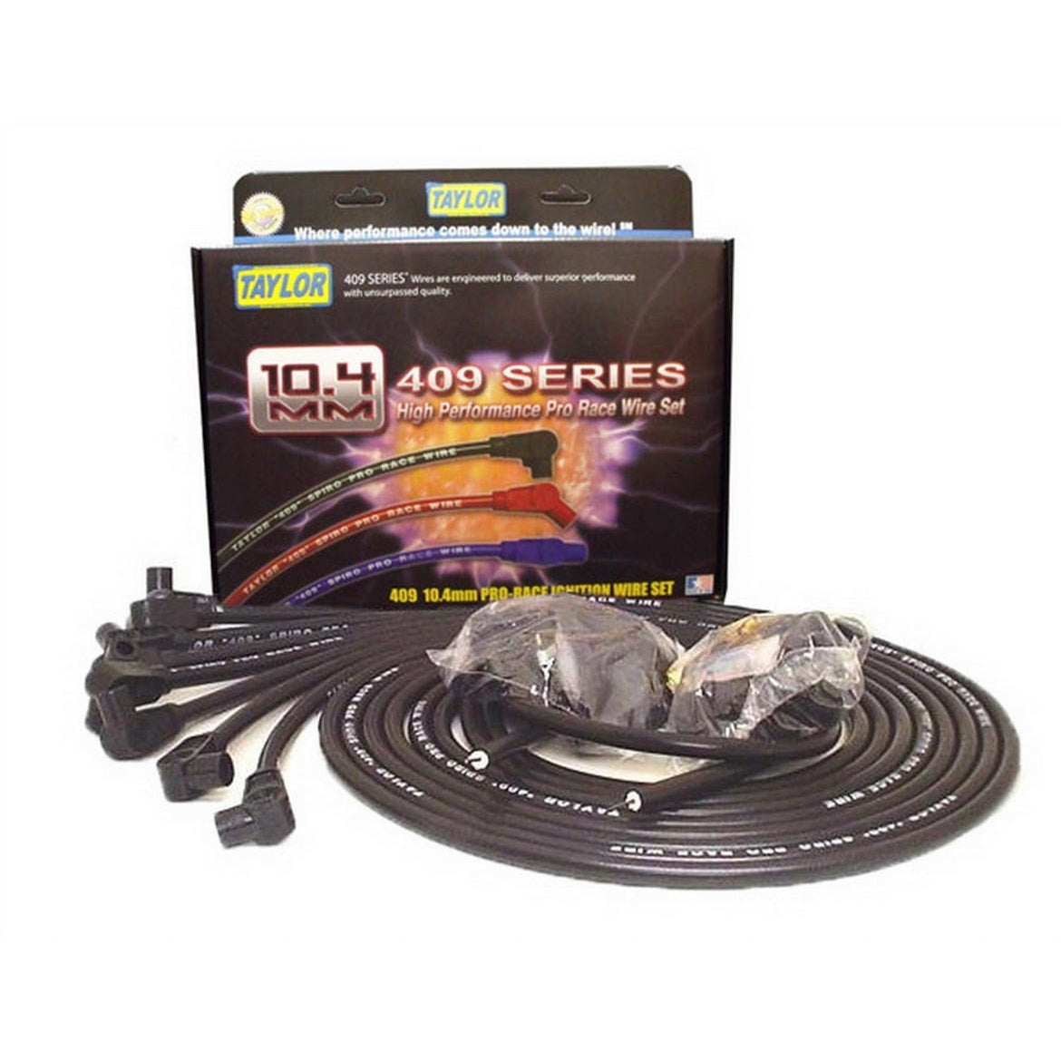 Taylor 409 Pro Race Spiral Core 10.4 mm Spark Plug Wire Set - Black