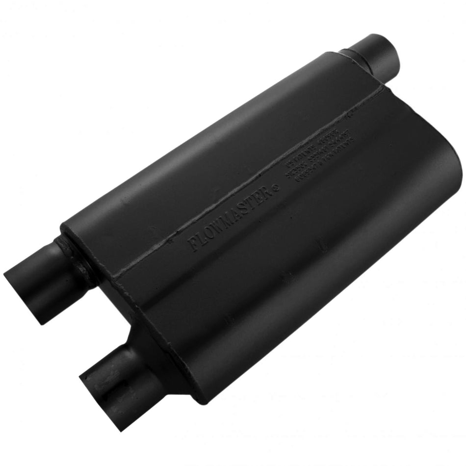 Flowmaster 80 Series Chambered Muffler 2-1/2" Offset Inlet Dual 2-1/2" Outlet 17 x 4 x 9-1/2" Oval Body - Steel