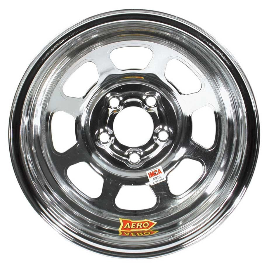 Aero 52 Series IMCA Rolled Wheel - Chrome - 15" x 8" - 5 x 4.75" - 4" BS - 19 lbs.