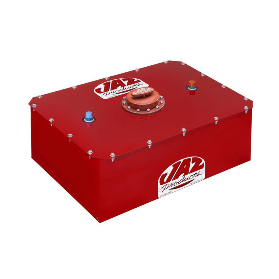 Jaz Products Pro Sport 12 Gallon Fuel Cell and Can - 18 in Wide x 16.5 in Deep x 10.5 in Tall - 8 AN Outlet / Vent - Foam - Red Powder Coat