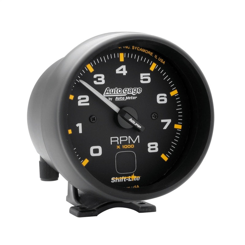 Auto Meter Auto Gage 8000 RPM Tachometer - Electric - Analog - 3-3/4 in Diameter - Pedestal Mount - Shift Light - Black Face 2302