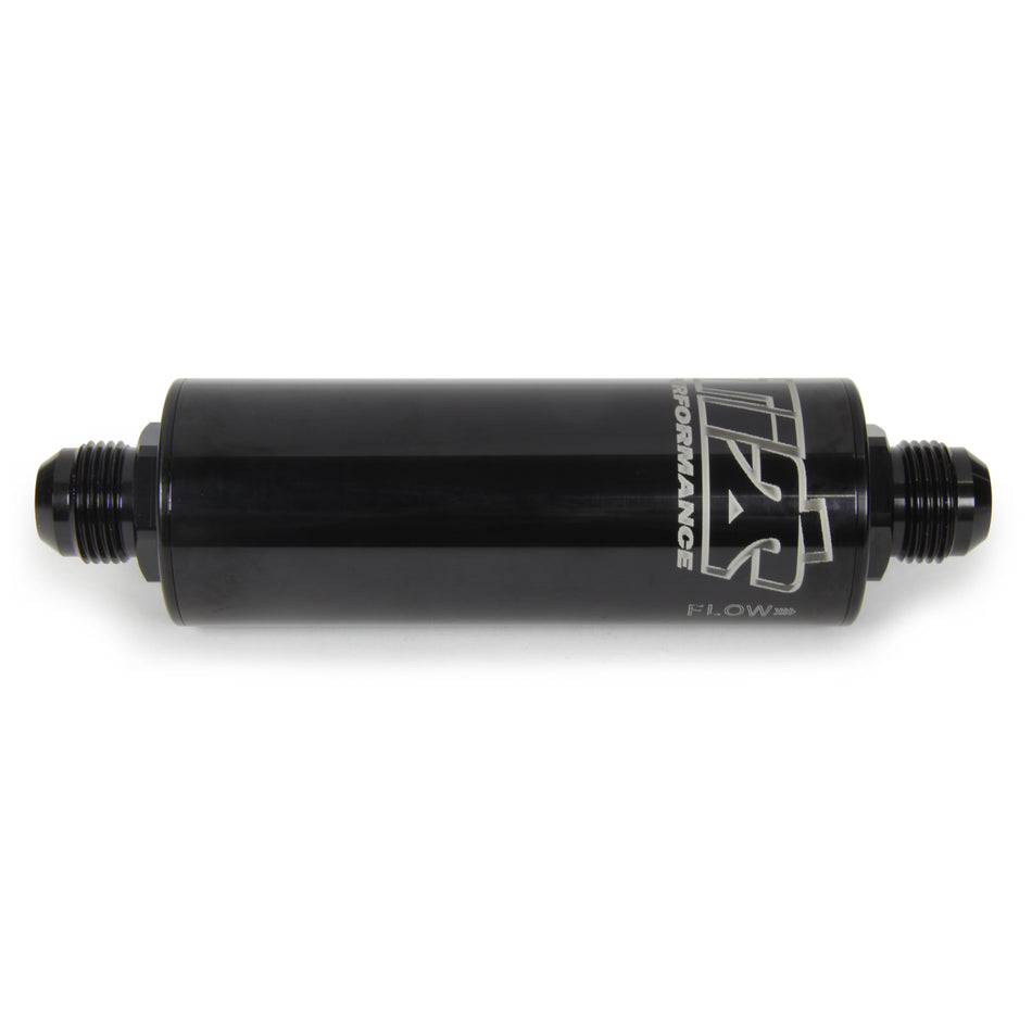 Ti22 Inline Fuel Filter - 100 Micron - Stainless Element - 12 AN Male Inlet - 12 AN Male Outlet - Aluminum - Black Anodized
