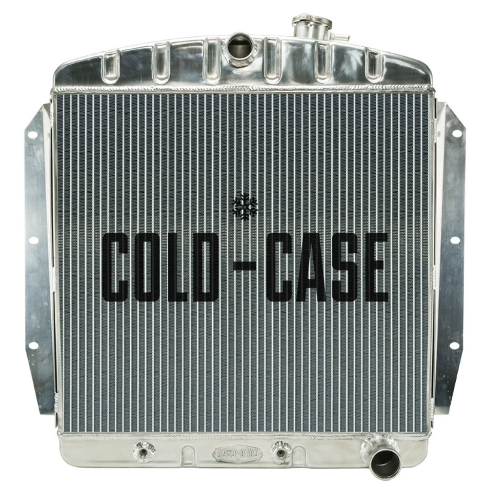Cold-Case Aluminum Radiator - 27" W x 25.7" H x 3" D - Center Inlet - Passenger Side Outlet - Polished - Chevy Truck 1955-59