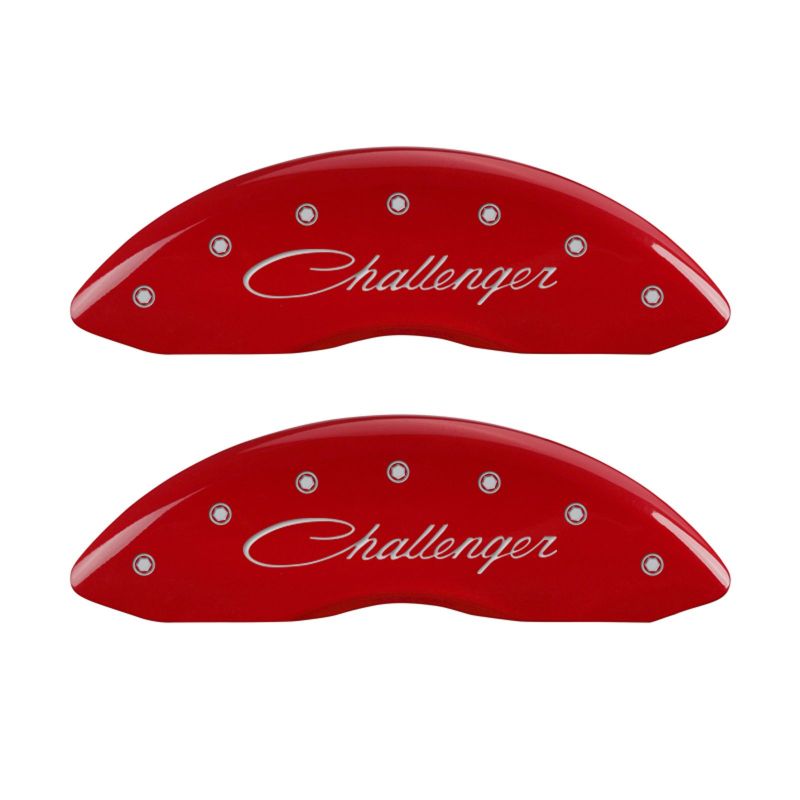 Mgp Caliper Cover Classic Challenger Logo Brake Caliper Cover Aluminum Red Mopar LC-Body 2011-13 - Set of 4