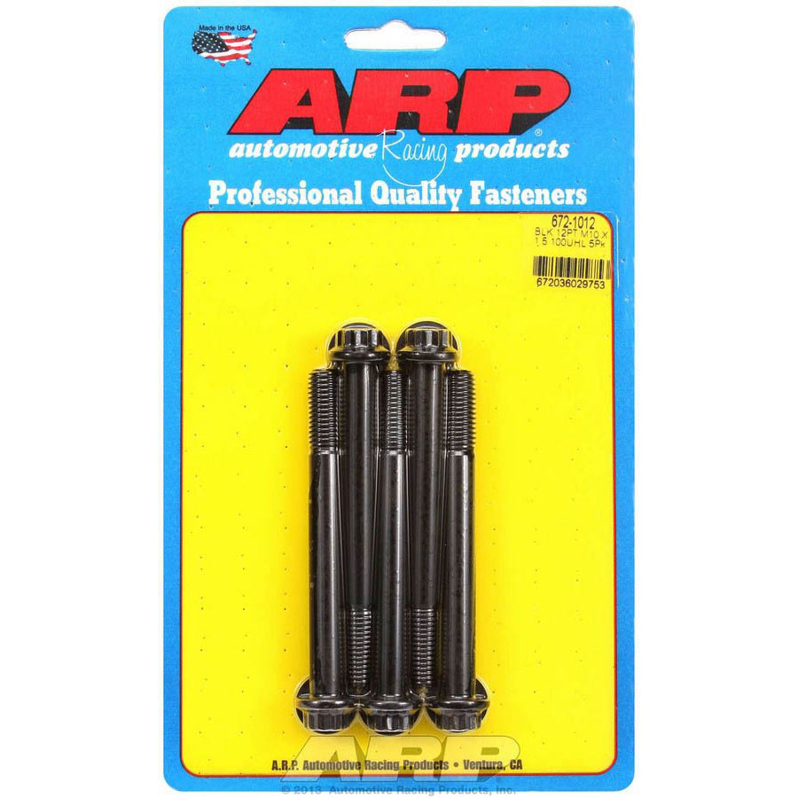 ARP 10 mm x 1.50 Thread Bolt 100 mm Long 12 mm 12 Point Head Chromoly - Black Oxide