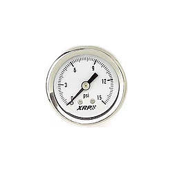 XRP Liquid Filled Carburetor Fuel Line Pressure Gauge - 1-1/2" Diameter - 1/8" NPT Thread Size - 0-15 PSI