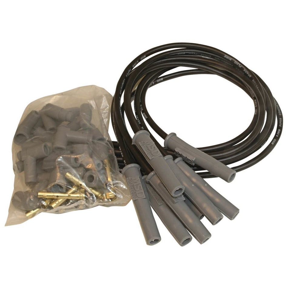 MSD 8.5mm Super Conductor Spark Plug Wire Set - Spiral Core - Black - Multi-Angle Plug Boot - L8, V8